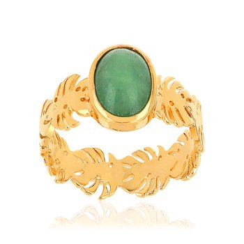 Bague plaqué or aventurine