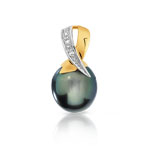 Pendentif or 750 2 tons perle de culture de Tahiti diamant