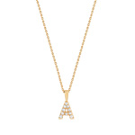 Collier initiale plaqu&eacute; or zirconia