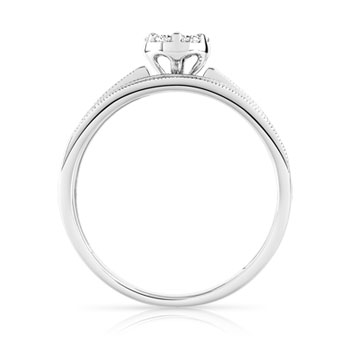 Duo alliance demi-tour solitaire or 750 blanc diamants