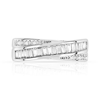 Bague or 750 blanc diamant