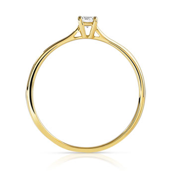 Solitaire or 750 jaune diamant 0,1 carat