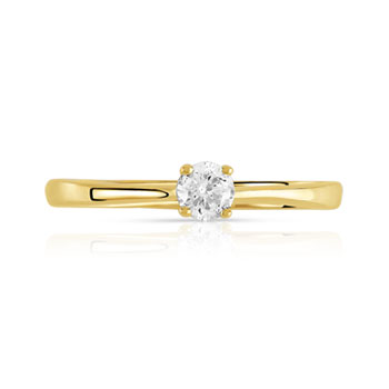Solitaire or 750 jaune diamant 0,15 carat