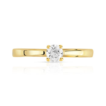 Solitaire or 750 jaune diamant 0,2 carat