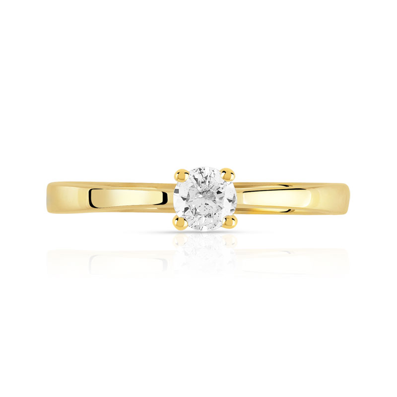 Solitaire or 750 jaune diamant 0,2 carat - vue 3