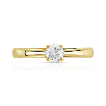 Solitaire or 750 jaune diamant 0,25 carat