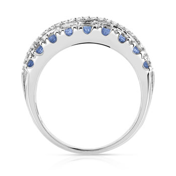 Bague or 750 blanc saphirs et diamants