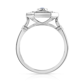 Bague or 750 blanc saphirs et diamants