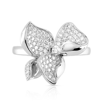 Bague or 750 blanc diamant