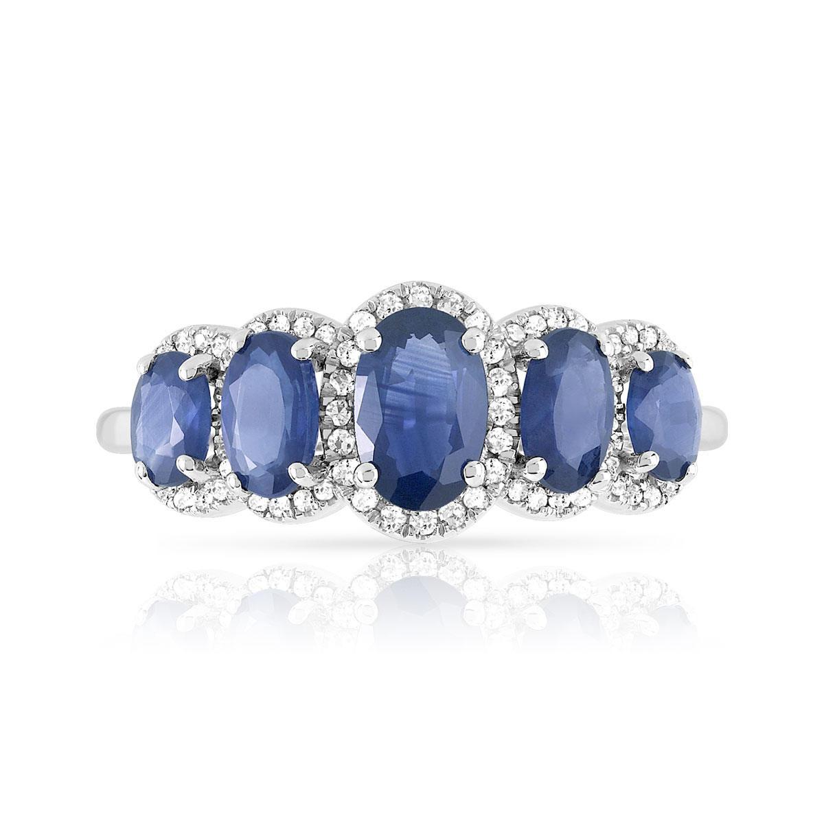 Bague or 750 blanc saphir et diamant - vue 3