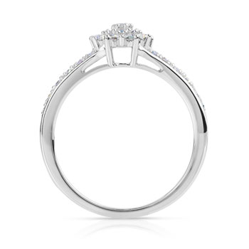Bague or 750 blanc fleur diamants