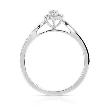 Bague or 750 blanc fleur diamants