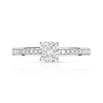 Bague or 750 blanc diamant