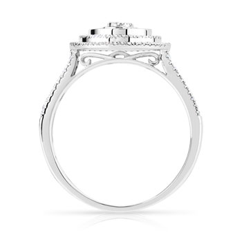 Bague or 750 blanc ronde diamants