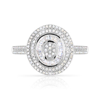 Bague or 750 blanc ronde diamants