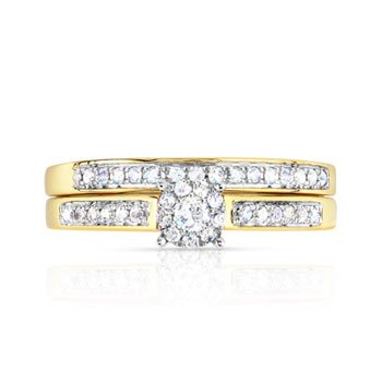 Duo alliance demi-tour solitaire or 750 2 tons diamants