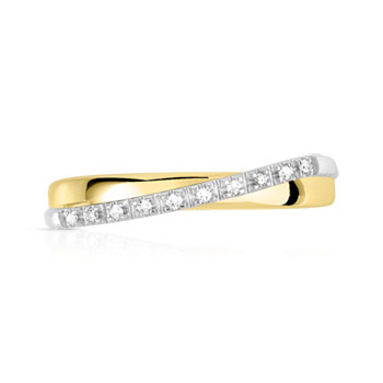 Bague 2 ors 750 anneaux croisés diamants
