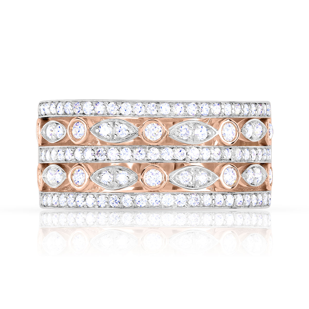 Bague or 750 rose diamant - vue 3