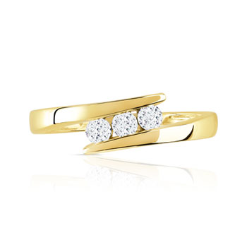 Bague or 750 jaune trilogie diamants