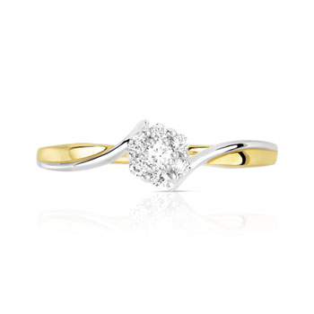 Bague or 750 2 tons fleur diamants