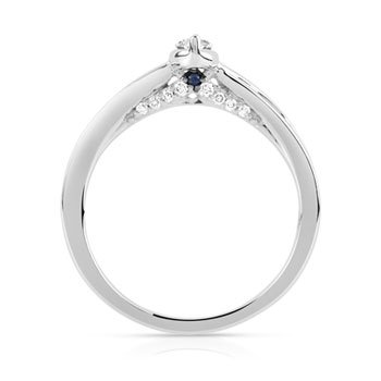 Bague or 750 blanc diamant et saphir