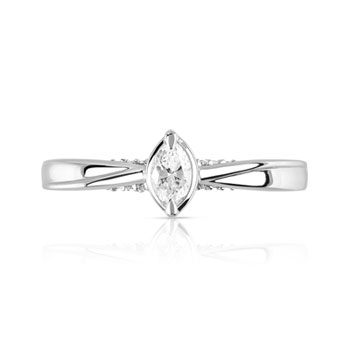 Bague or 750 blanc diamant et saphir