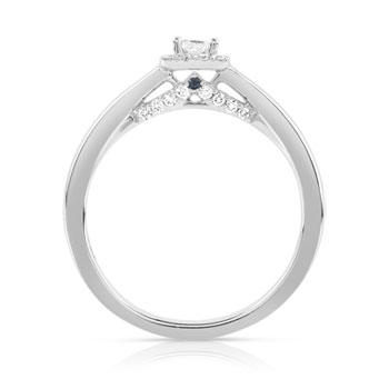 Bague or 750 blanc diamant et saphir
