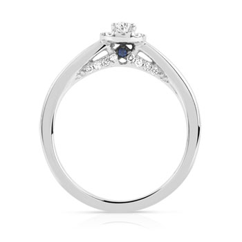 Bague or 750 blanc diamant et saphir