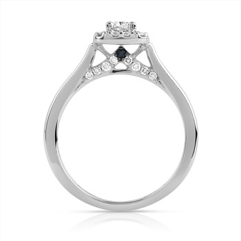 Bague or 750 blanc diamant et saphir
