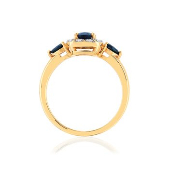 Bague or 750 2 tons saphirs et diamants