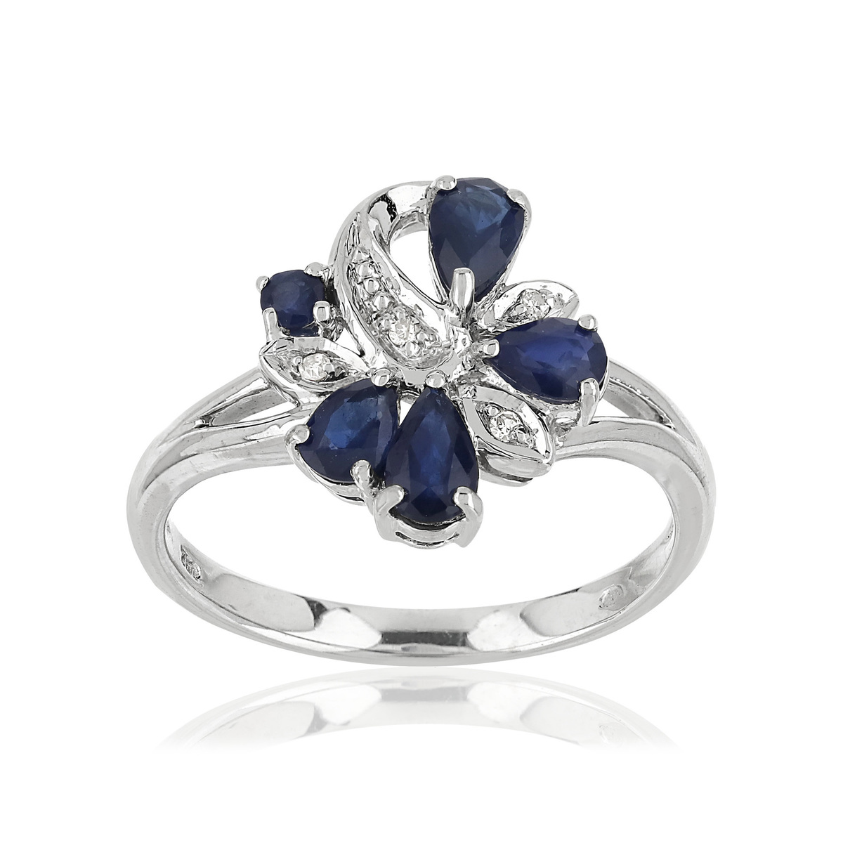Bague or blanc 750 saphir diamant