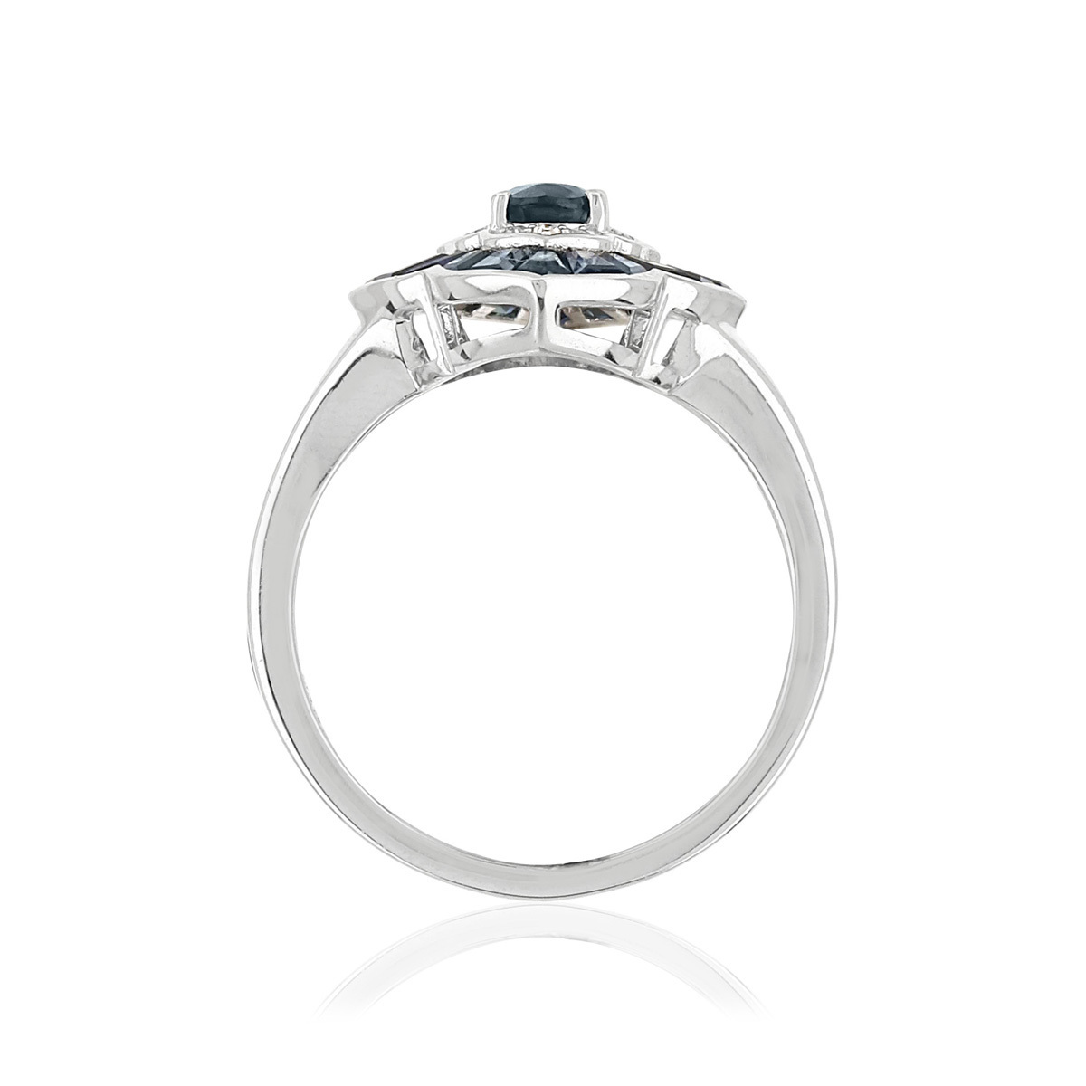 Bague or blanc 750 saphir diamant - vue 2