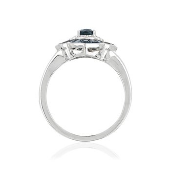 Bague or blanc 750 saphir diamant