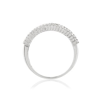 Bague or 750 blanc saphirs rectangulaires et diamants