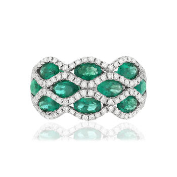 Bague or blanc emeraude diamant