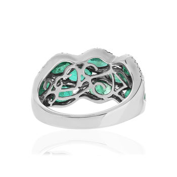 Bague or blanc emeraude diamant