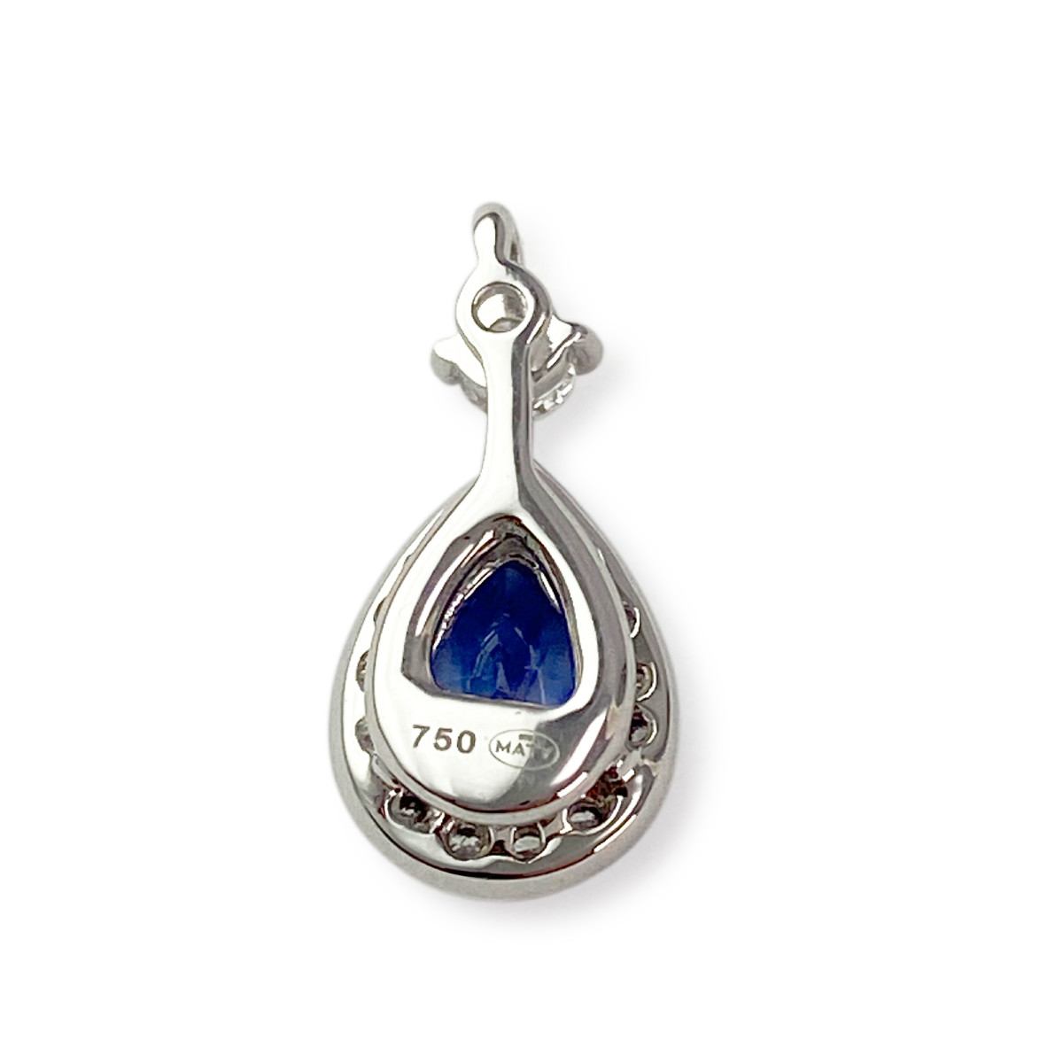 Pendentif or 750 blanc saphir et diamant - vue 2