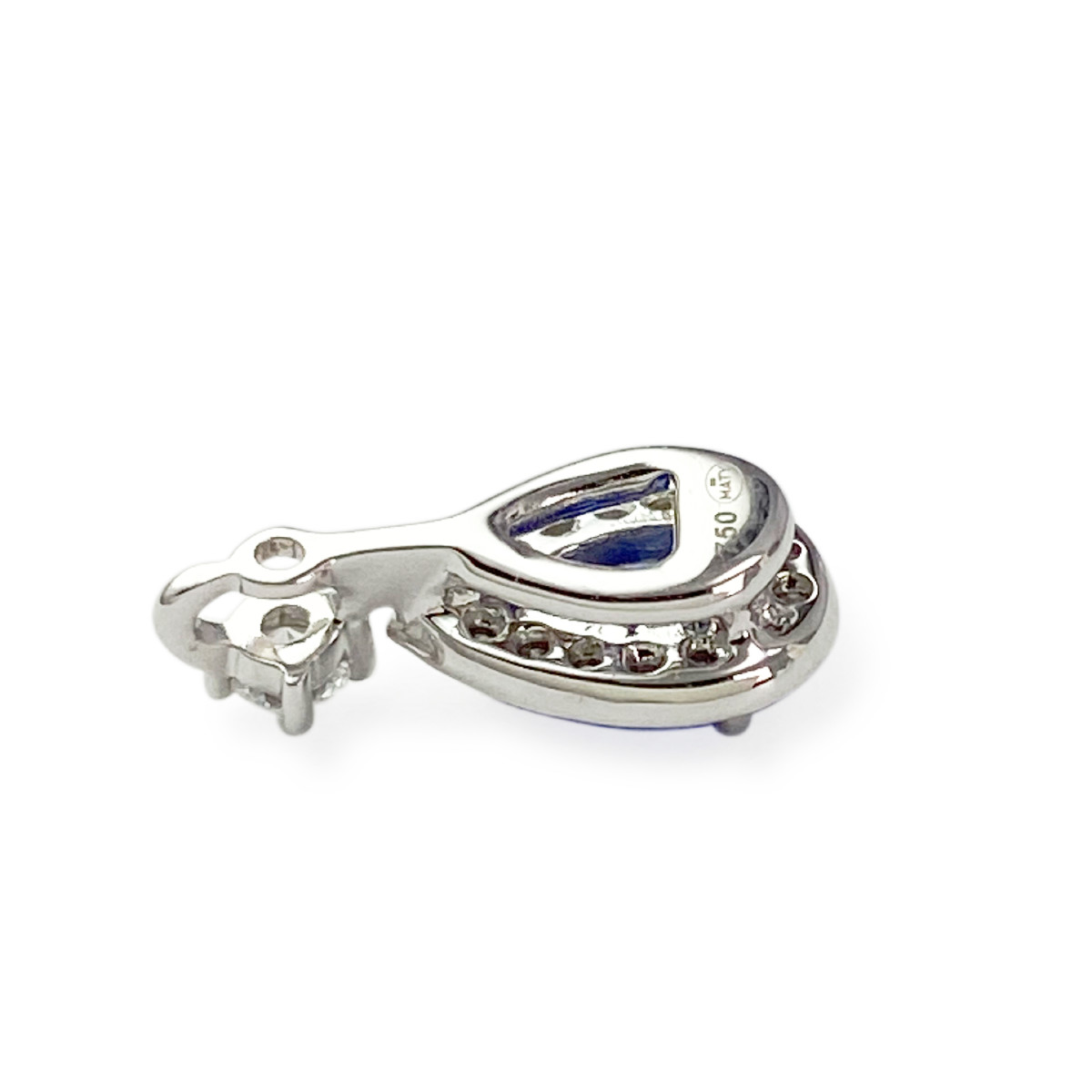 Pendentif or 750 blanc saphir et diamant - vue 3