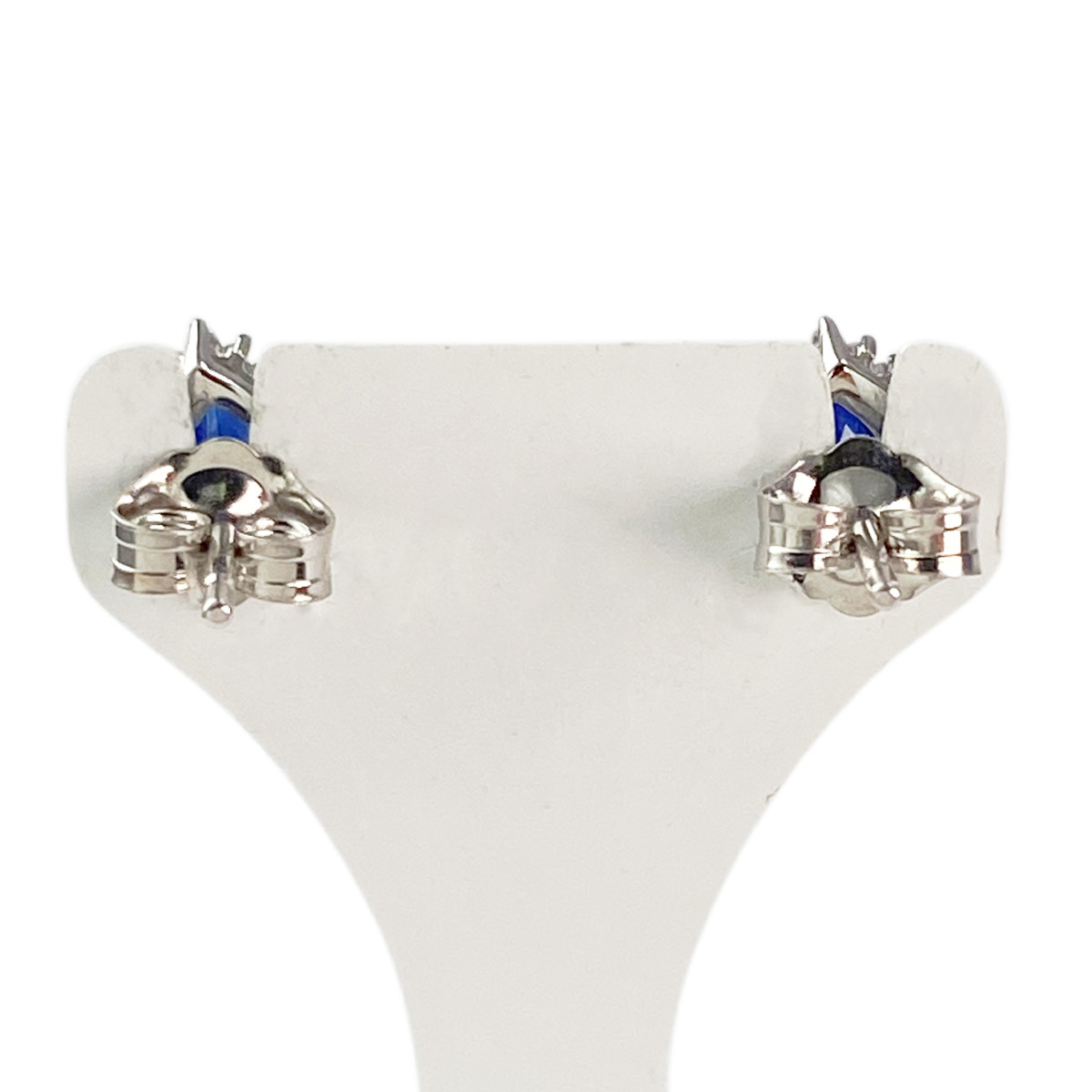 Boucles d'oreilles or 750 blanc saphir et diamant - vue 3