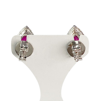 Boucles d'oreilles or 750 blanc rubis et diamant