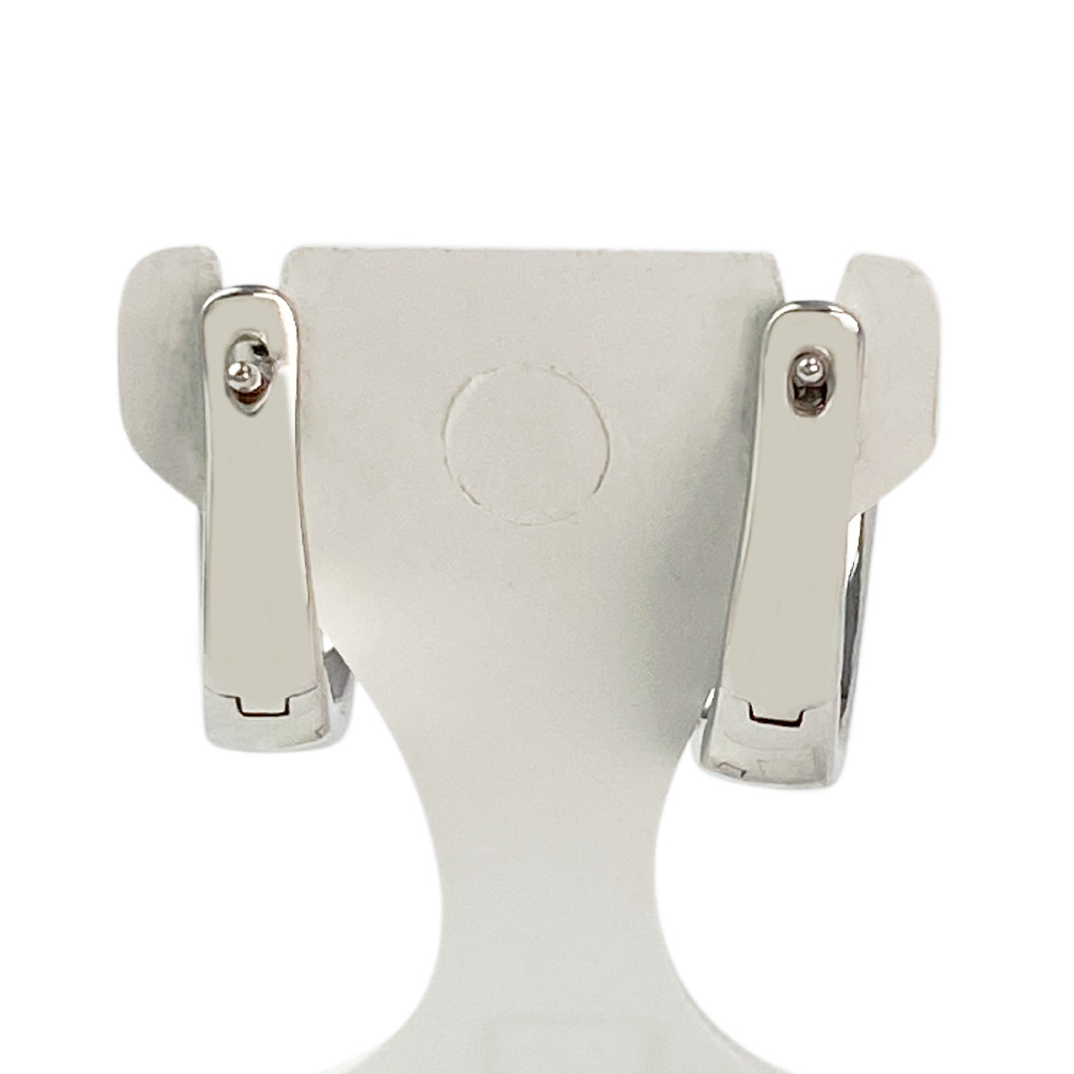 Boucles d'oreilles or 750 blanc saphir et diamant - vue 3