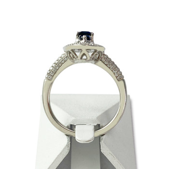 Bague or 750 blanc saphir et diamant