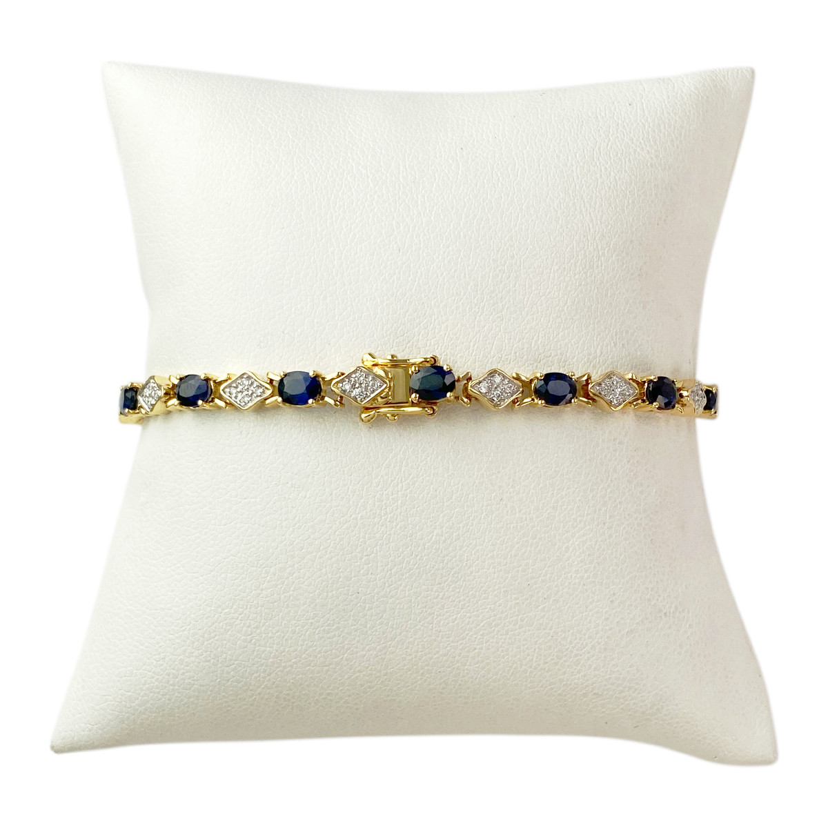 Bracelet or 750 2 tons saphir et diamant - vue 2
