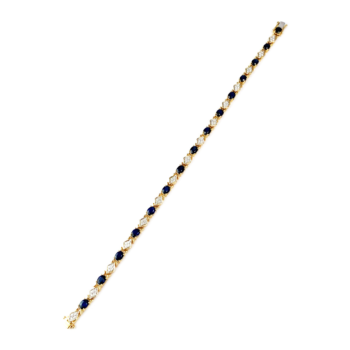 Bracelet or 750 2 tons saphir et diamant - vue 3