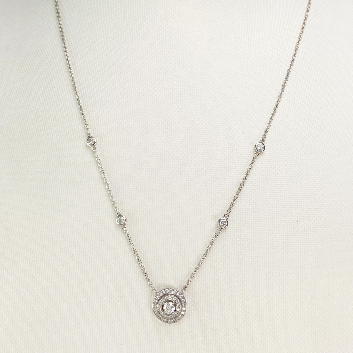 Collier or 750 blanc diamant - vue 2
