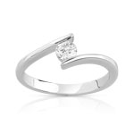 Bague solitaire or 750 blanc diamant 25/100e de carat