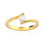 Bague solitaire or 750 jaune diamant 25/100e de carat