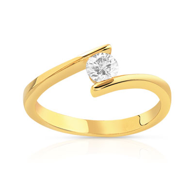 Bague solitaire or 750 jaune diamant 30/100e de carat