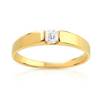 Bague solitaire or 750 jaune diamant 15/100e de carat