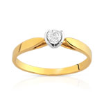 Bague solitaire 2 ors 750 diamant 15/100e de carat